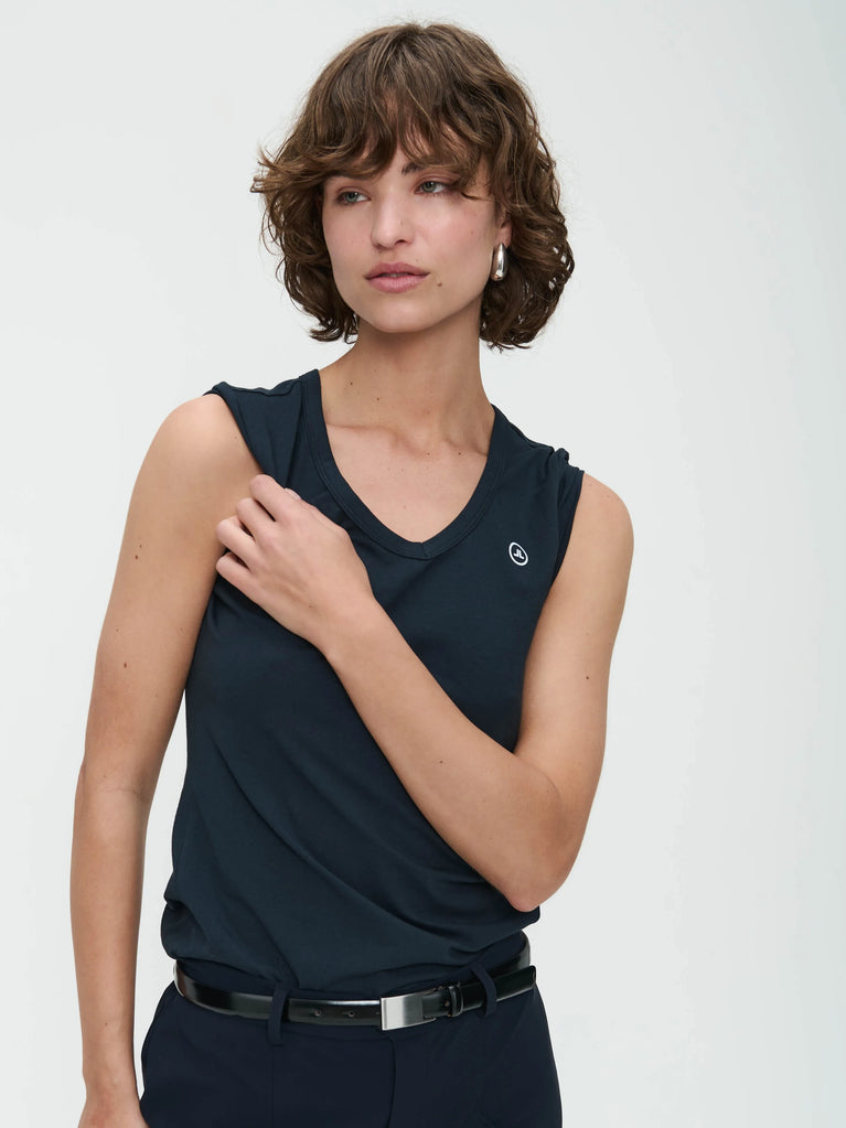 Jane Lushka T Shirt V Neck Easy Wear Organic Cotton Blue