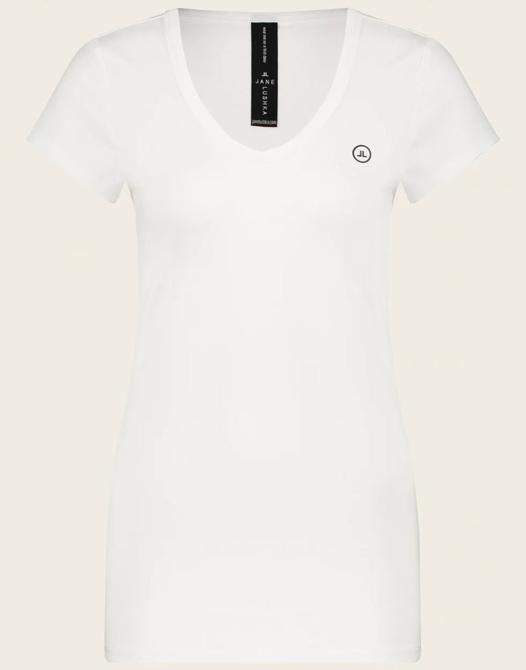 Jane Lushka T Shirt V Neck Easy Wear Organic Cotton White
