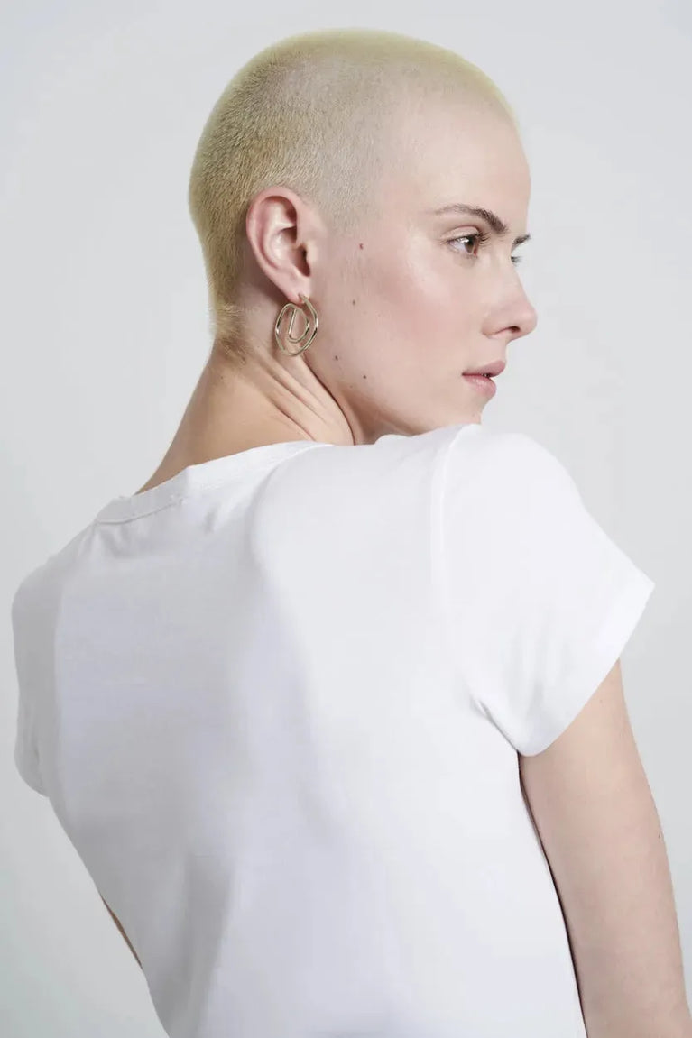 jane lushka T shirt V Neck easy wear Organic Cotton White