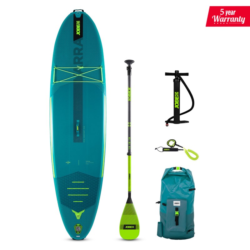 jobe Jobe Aero Yarra SUP Board 10.6 Pakket Teal met Fiberglass peddel Lime