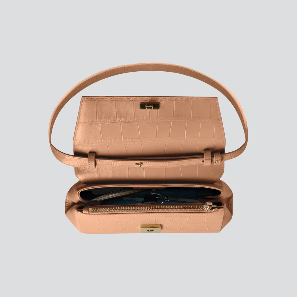 Kaai Ikon Clutch - Zacht Croco Cappuccino