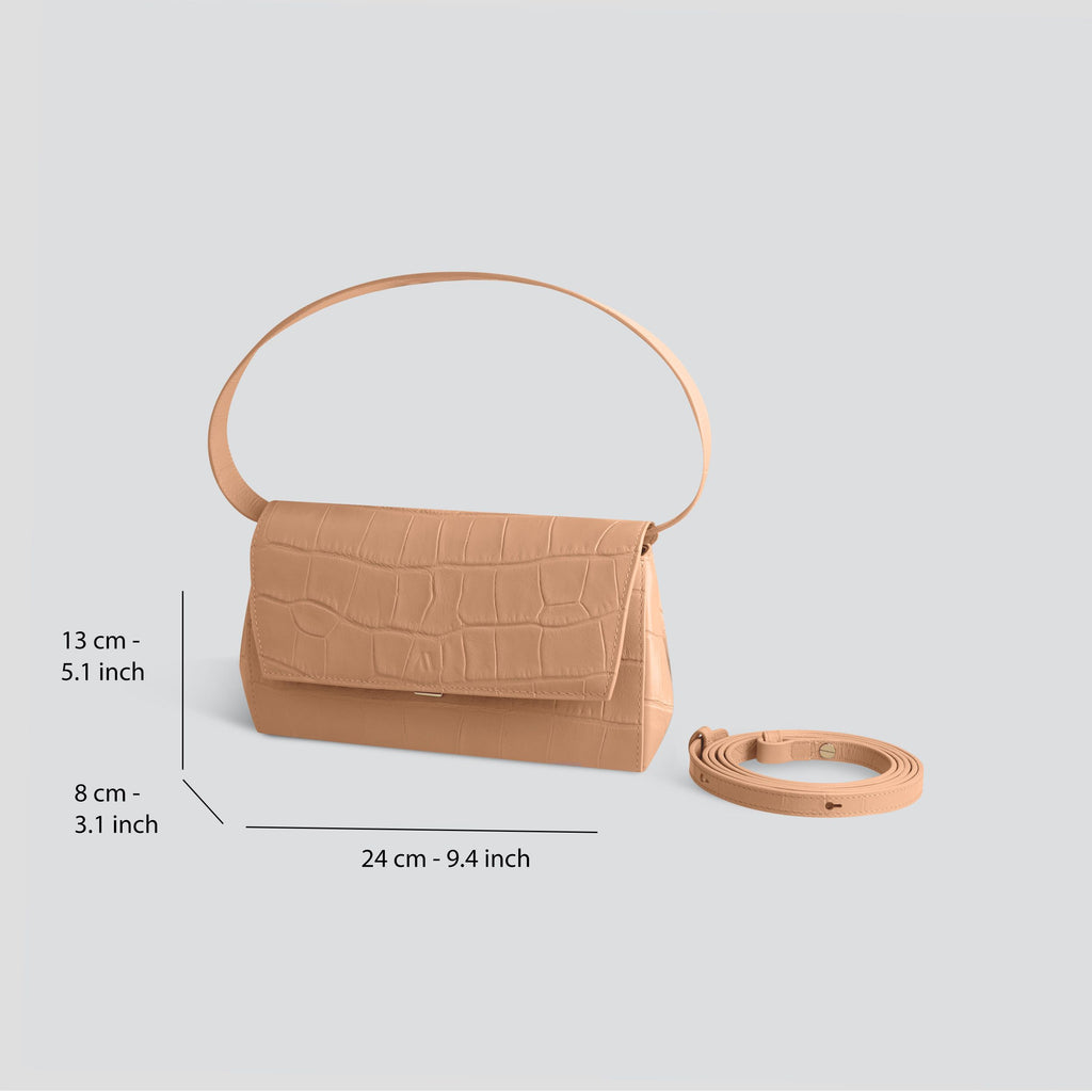 Kaai Ikon Clutch - Zacht Croco Cappuccino
