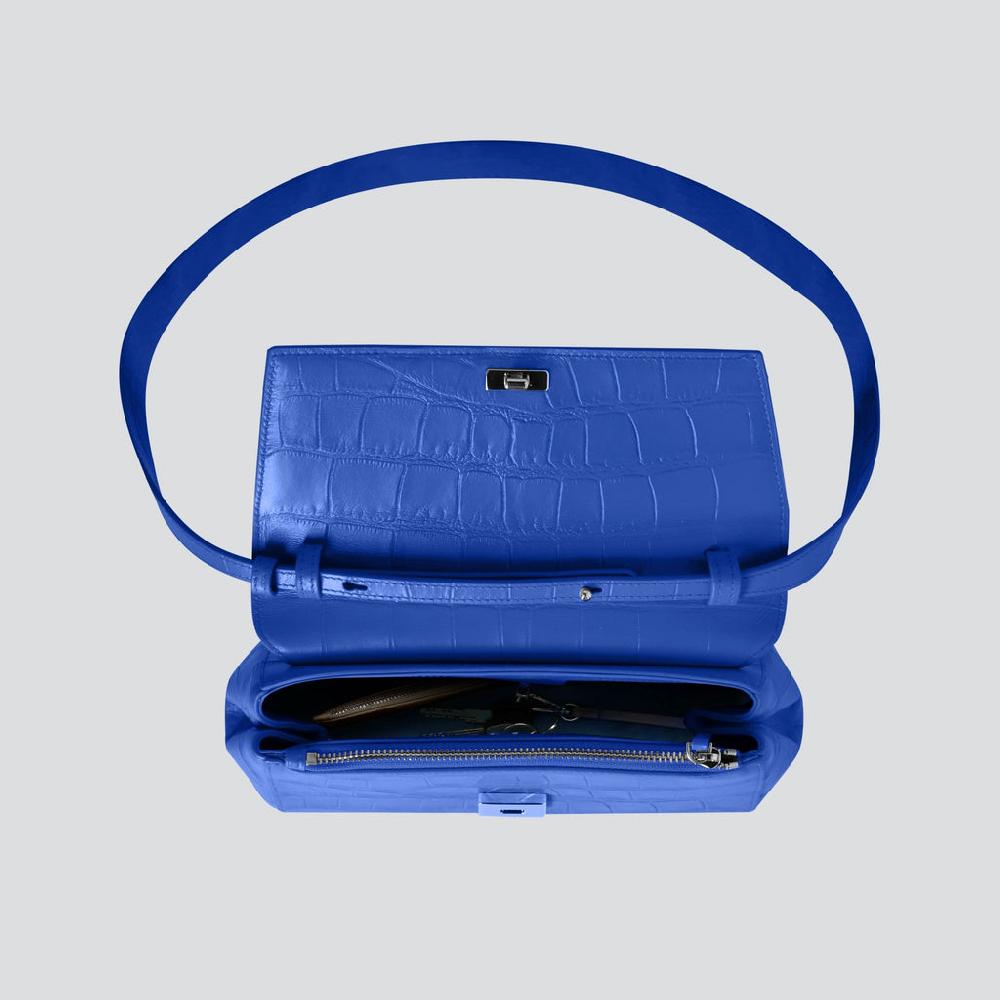 Kaai Ikon Clutch - Zacht Croco Electric Blauw