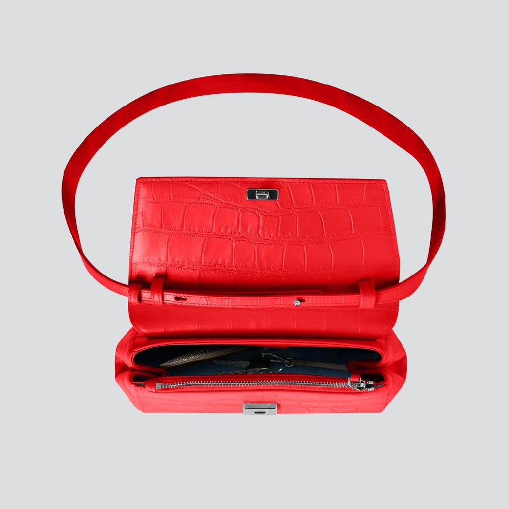 Kaai Ikon Clutch - Zacht Croco Klaproos Rood