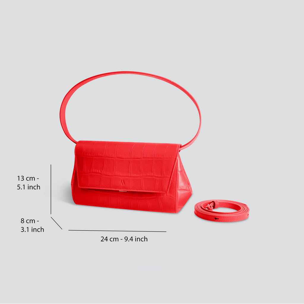 Kaai Ikon Clutch - Zacht Croco Klaproos Rood