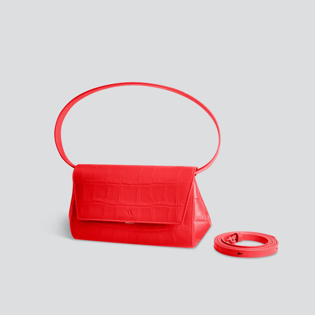 kaai Ikon Clutch - zacht croco klaproos rood