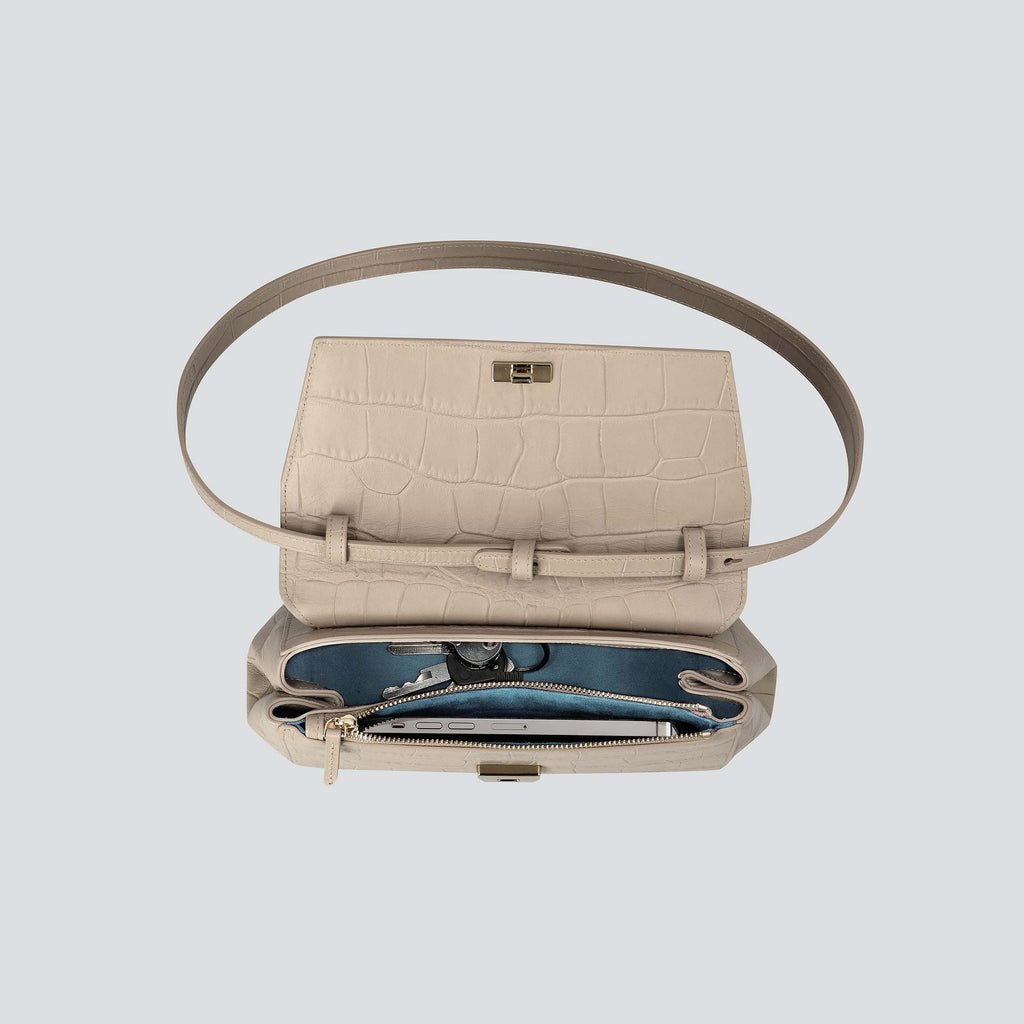 Kaai Ikon Clutch - Zacht Croco Klei Taupe