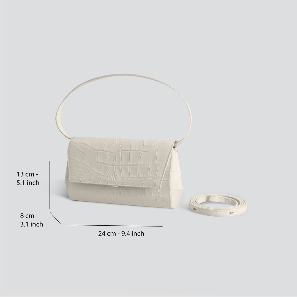 Kaai Ikon Clutch - Zacht Croco Krijtwit