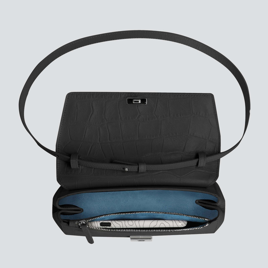 Kaai Ikon Clutch - Zacht Croco Zwart