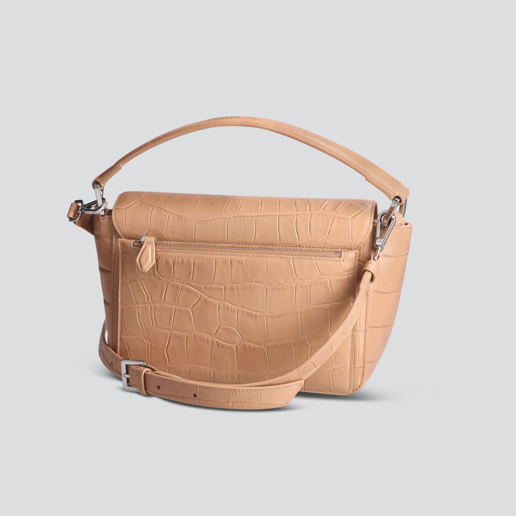 Kaai Ikon Schoudertas - Zacht Croco Cappuccino