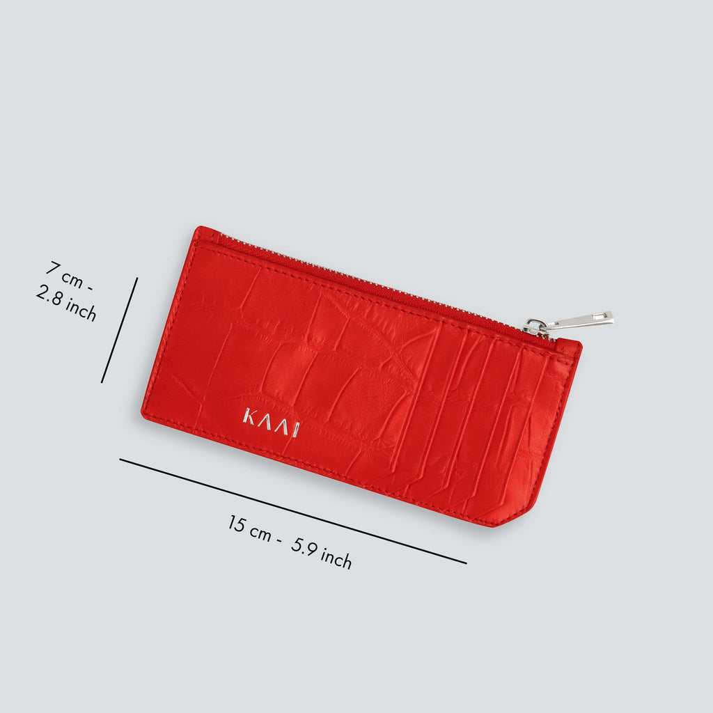 Kaai Kaarthouder - Zacht Croco Klaproos Rood