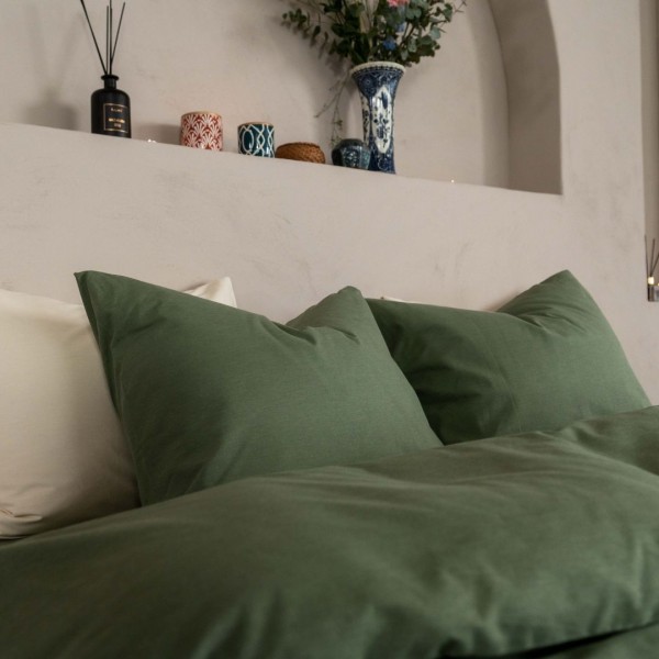 Kayori Kayori Dekbedovertrek Kai Washed Katoen - Groen