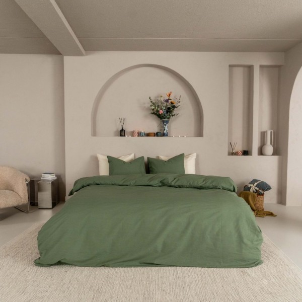 Kayori Kayori Dekbedovertrek Kai Washed Katoen - Groen