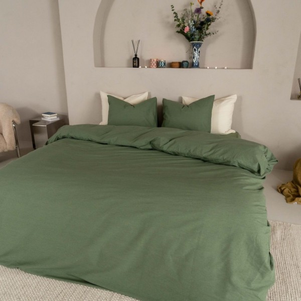 kayori Kayori dekbedovertrek Kai Washed Katoen - Groen