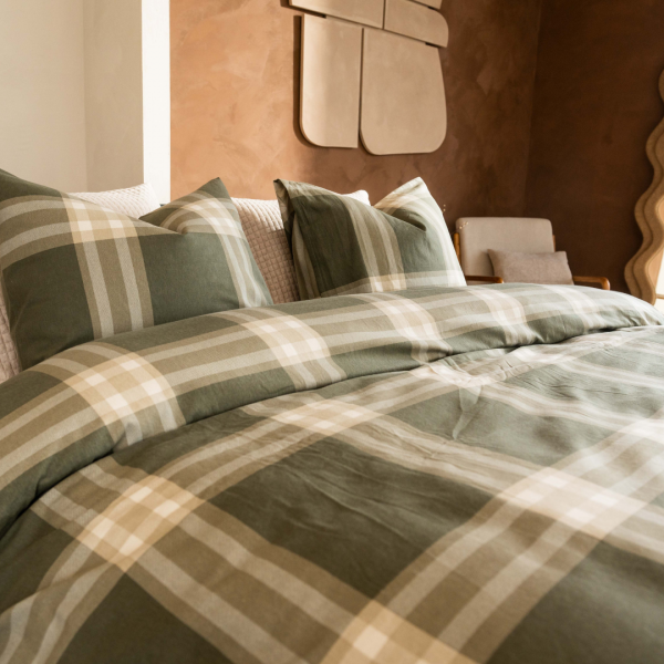 Kayori Kayori Dekbedovertrek Magome Flanel - Olijfgroen