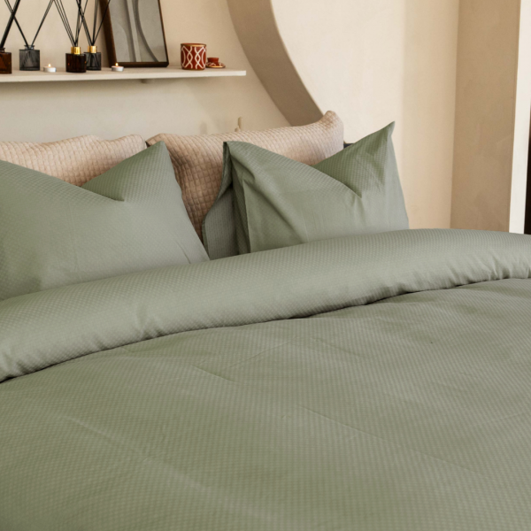 Kayori Kayori Dekbedovertrek Otsu Katoensatijn - Olijfgroen
