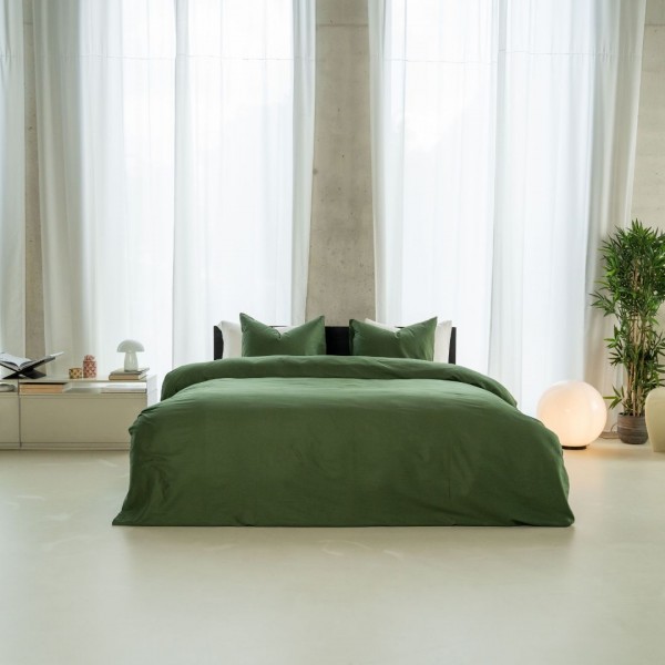 Kayori Kayori Dekbedovertrek Saya Katoensatijn - Donkergroen