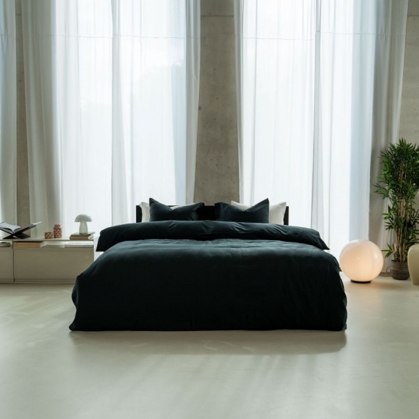 Kayori Kayori Dekbedovertrek Saya Katoensatijn - Zwart