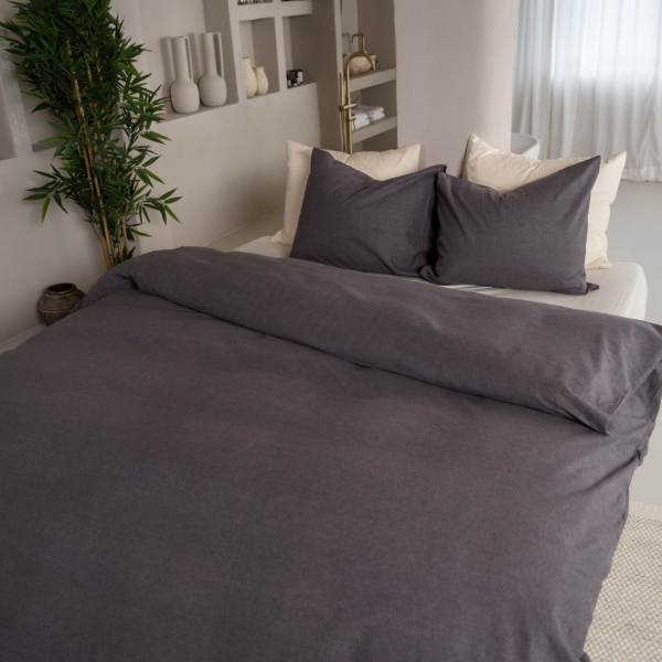 Kayori Kayori Dekbedovertrek Showa Flanel - Antracite