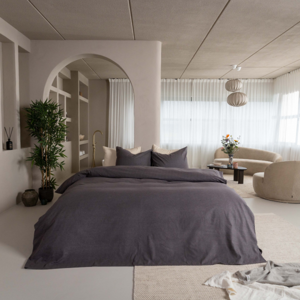 Kayori Kayori Dekbedovertrek Showa Flanel - Antracite