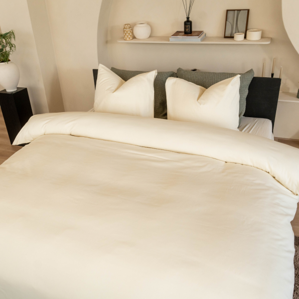 Kayori Kayori Dekbedovertrek Taga Katoensatijn - Offwhite