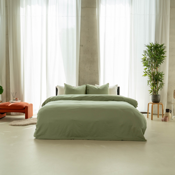 kayori Kayori dekbedovertrek Watari Linnen - Olijfgroen