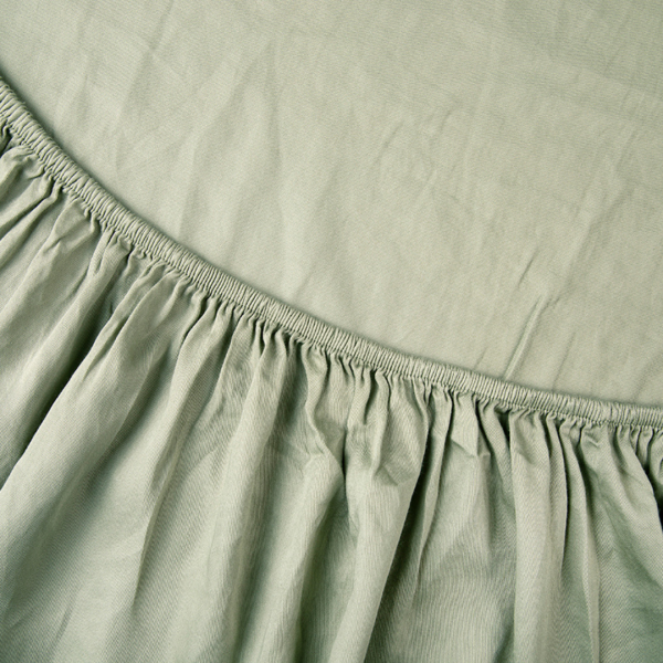 Kayori Kayori Edo Splittopper Hoeslaken Katoensatijn - Olijfgroen