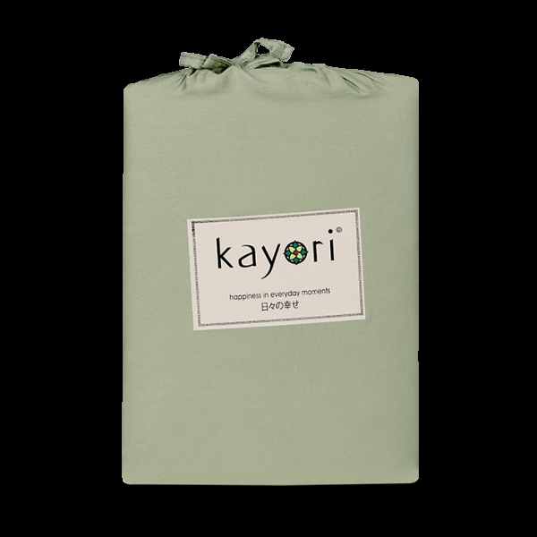 kayori Kayori Edo topperhoeslaken katoensatijn - Olijfgroen
