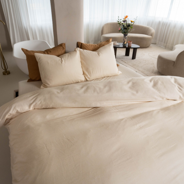 Kayori Kayori Dekbedovertrek Rui Peached Twill - Wit