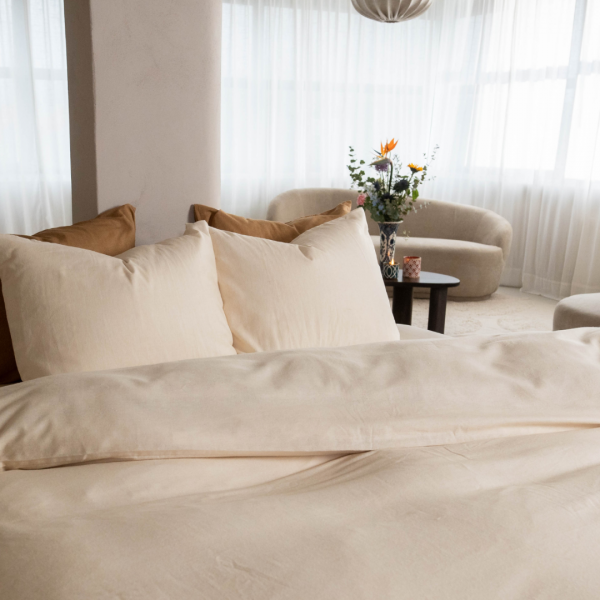 Kayori Kayori Dekbedovertrek Rui Peached Twill - Wit