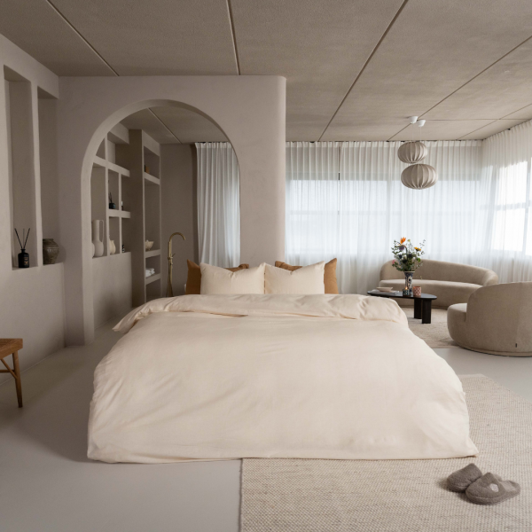 Kayori Kayori Dekbedovertrek Rui Peached Twill - Wit