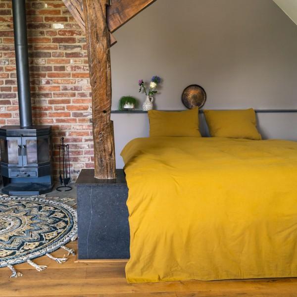 kayori Kayori Nagano Dekbedovertrek Flanel - Okergeel