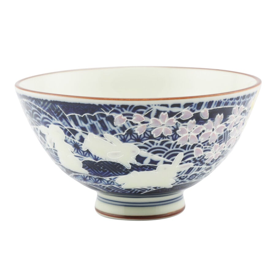 kitchen trend Japans rijstkommetje donkerbl. konijn klein