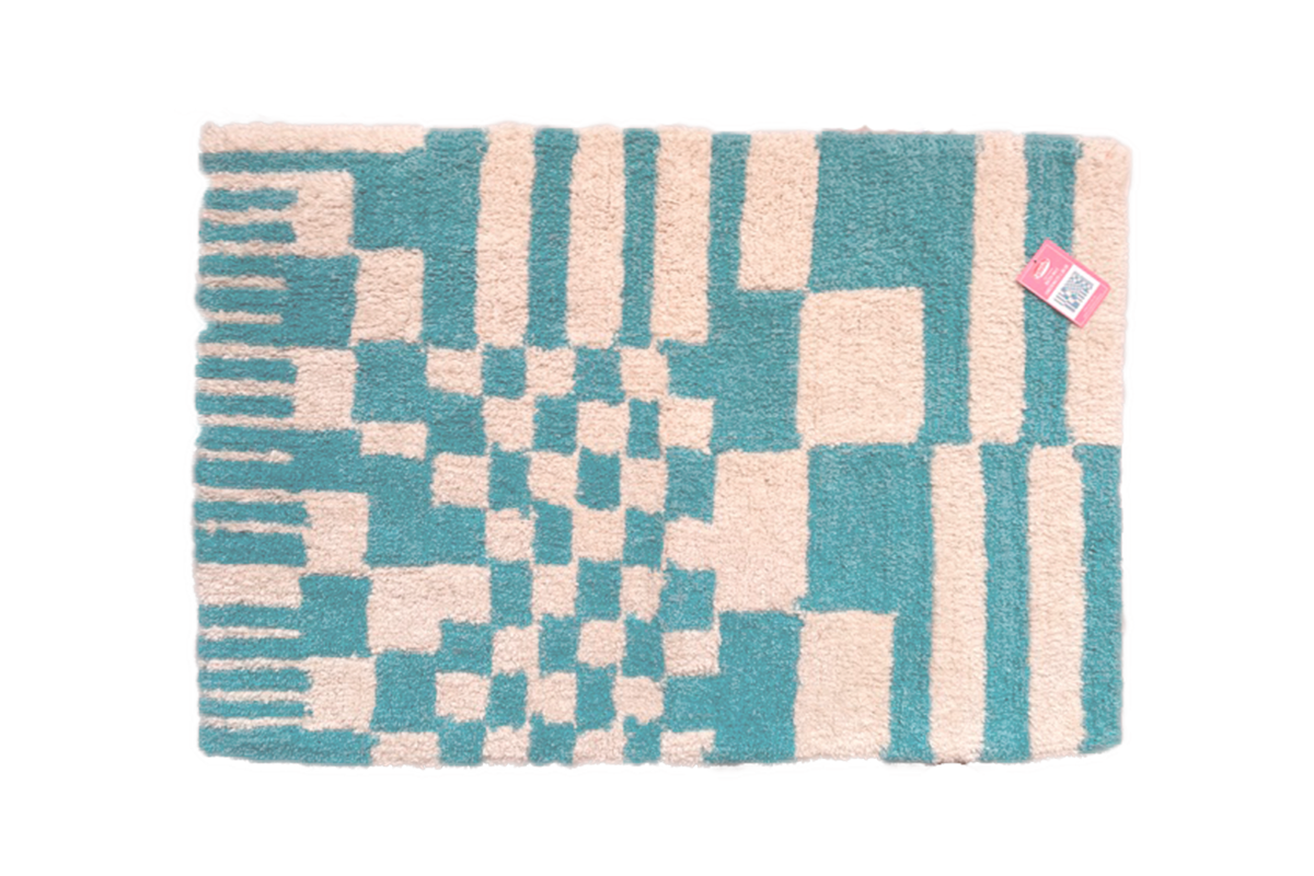 kitsch kitchen Badmat Checkmate blue