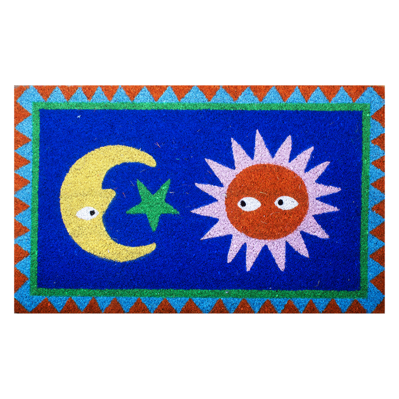 kitsch kitchen Deurmat zon-maan blauw