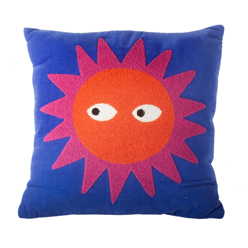 kitsch kitchen Kussen sun – blauw