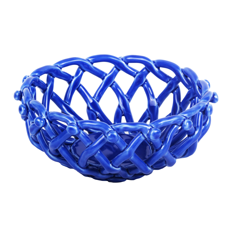 kitsch kitchen Mandje rond blauw – S