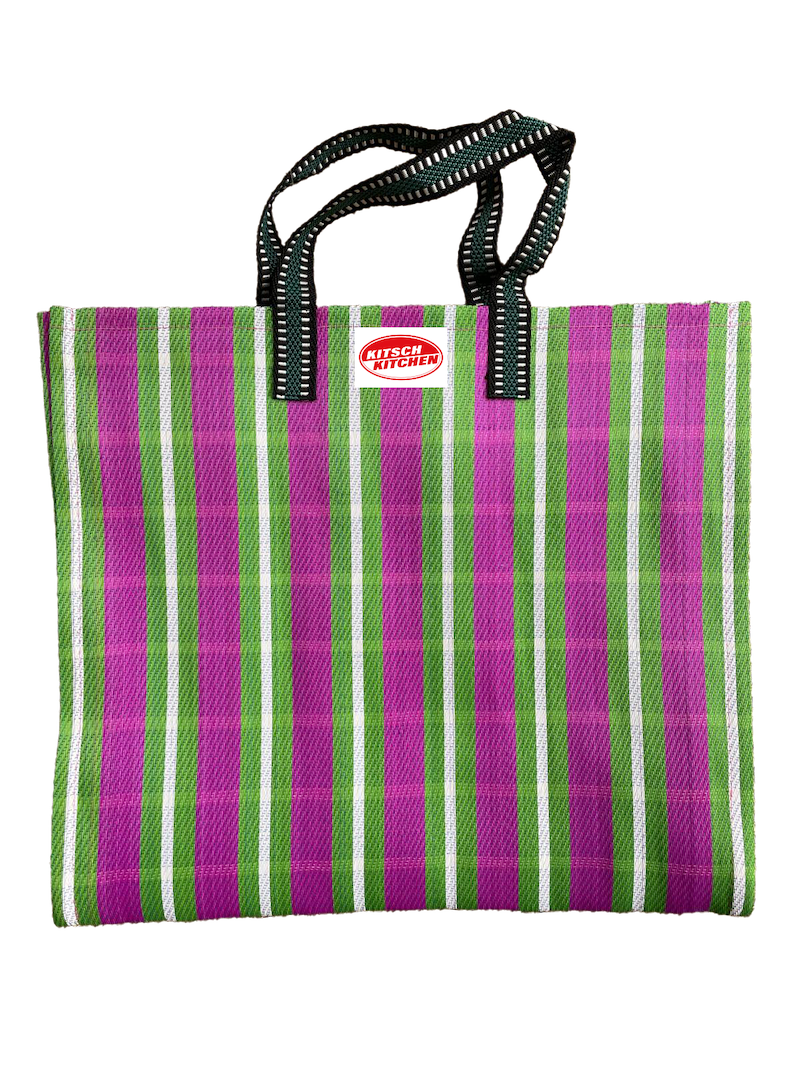 kitsch kitchen Tas met strepen – groen/roze
