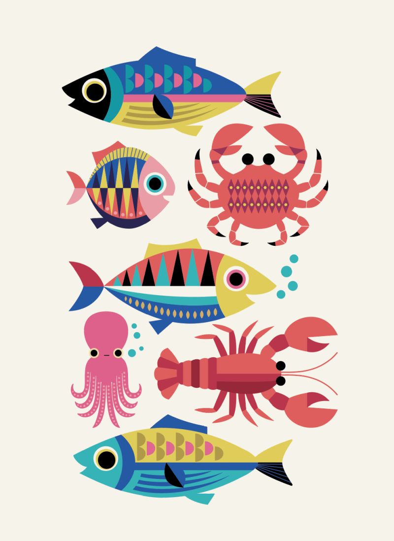 kitsch kitchen Theedoek Sealife