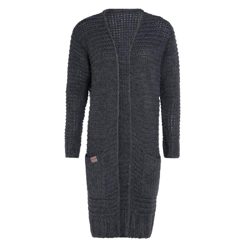 knit factory Alex Lang Gebreid Vest Antraciet - 36/38