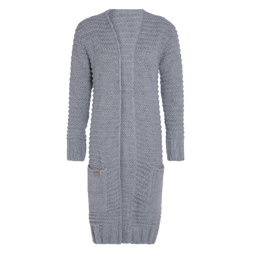 knit factory Alex Lang Gebreid Vest Licht Grijs - 40/42