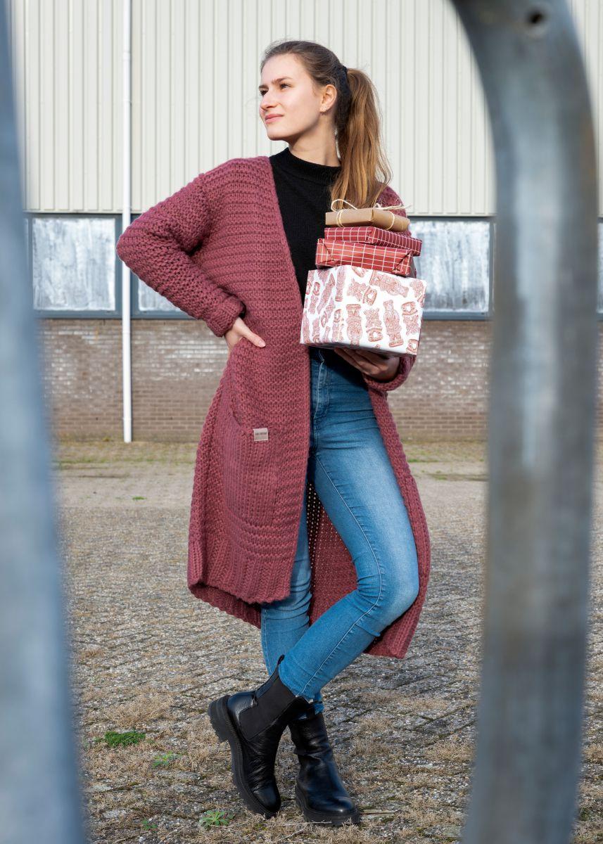 Knit Factory Alex Lang Gebreid Vest Stone Red - 36/38