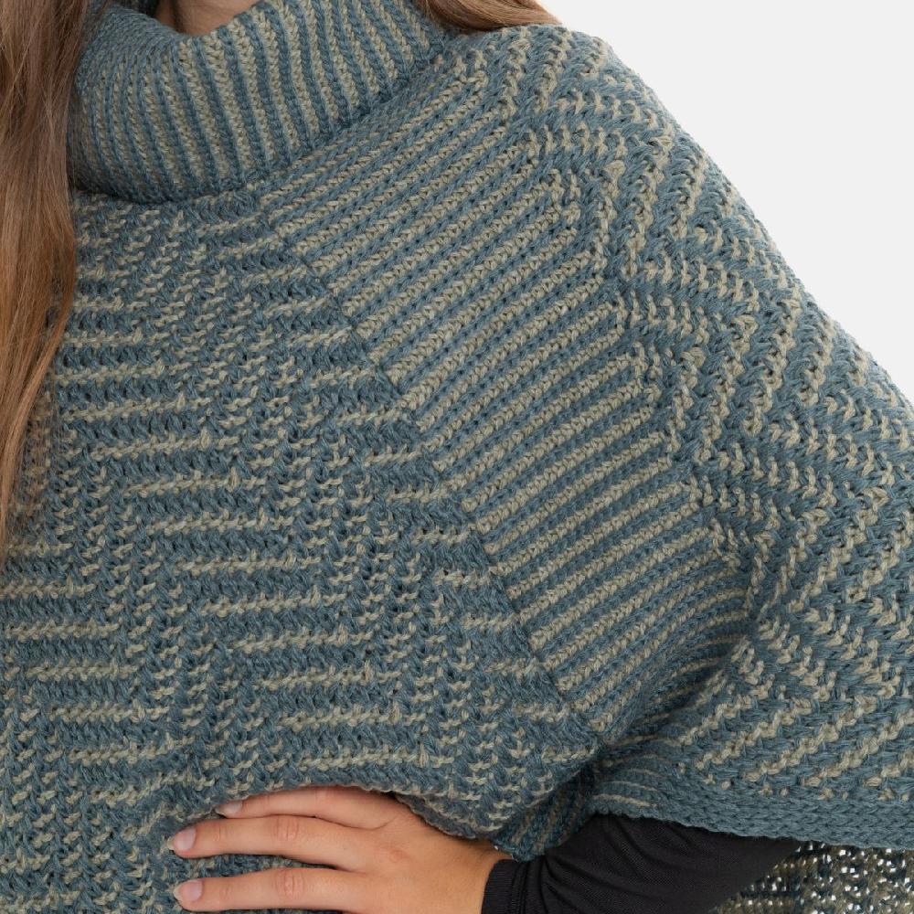 Knit Factory Amber Gebreide Poncho Laurel/Urban Green
