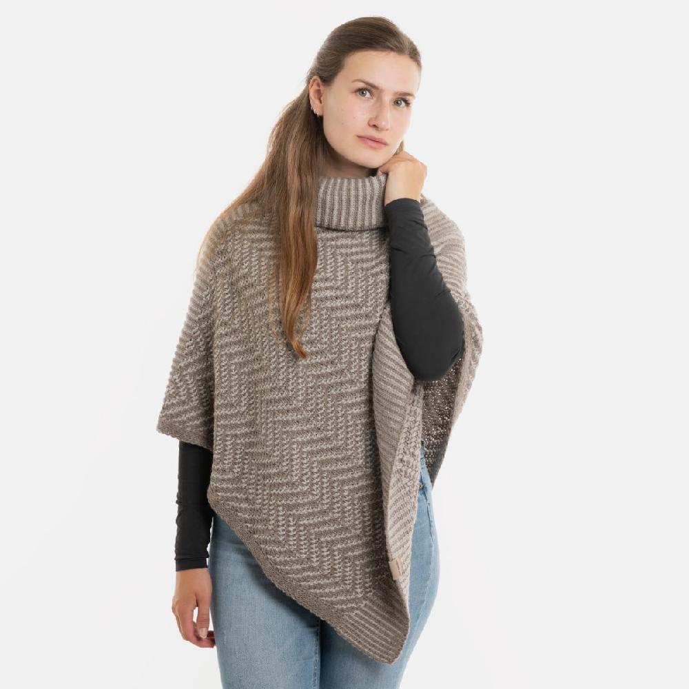 Knit Factory Amber Gebreide Poncho Marron/Iced Clay