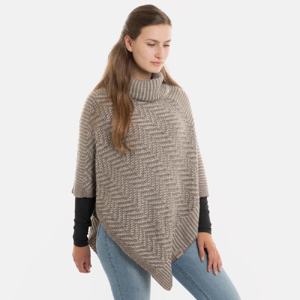 Knit Factory Amber Gebreide Poncho Marron/Iced Clay