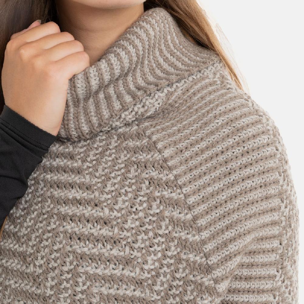 Knit Factory Amber Gebreide Poncho Marron/Iced Clay
