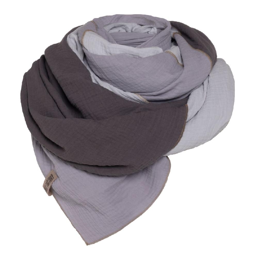 Knit Factory Fay Pareo - XL Sjaal - Stranddoek Antraciet/Grijs