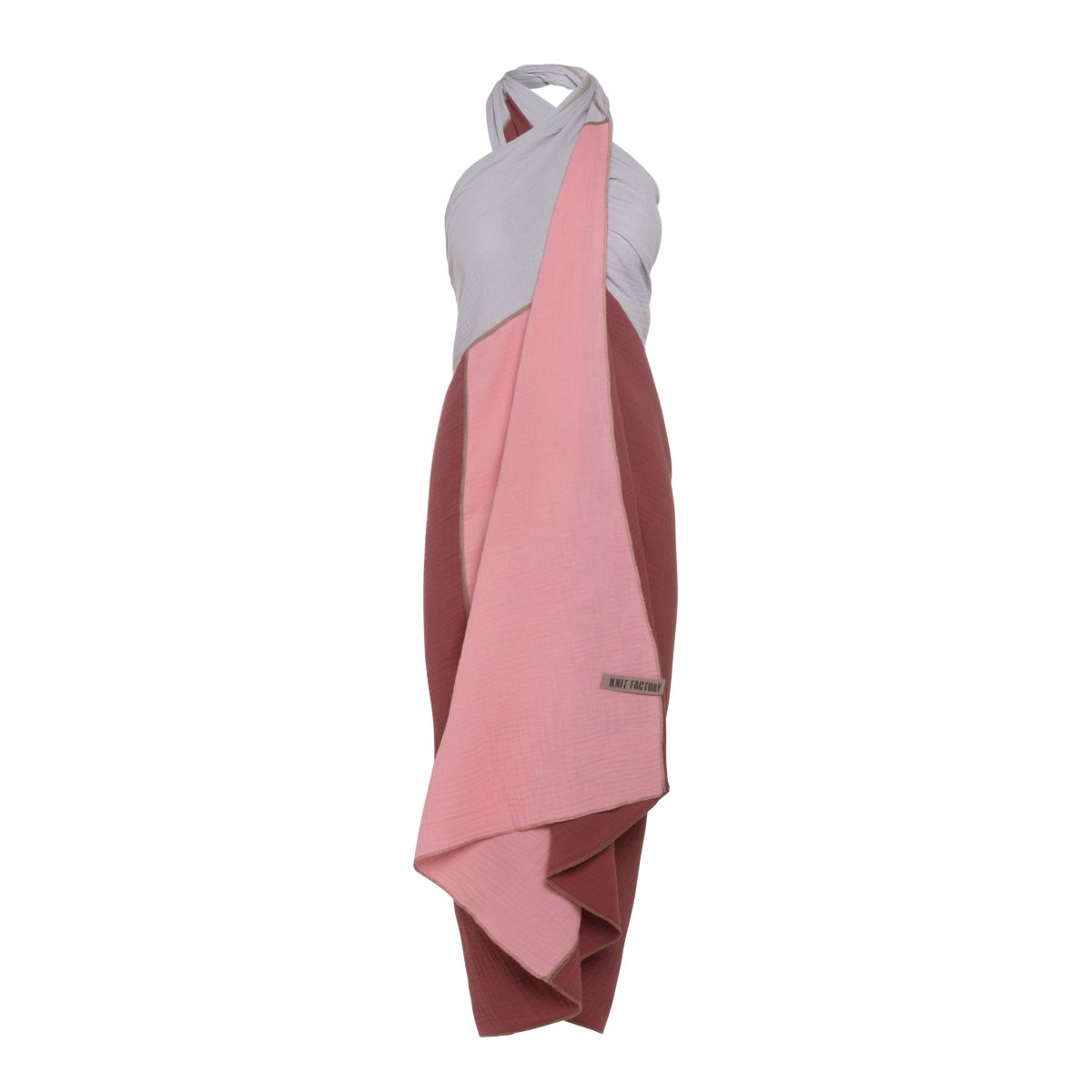 knit factory Fay Pareo - XL Sjaal - Stranddoek Stone Red/Roze