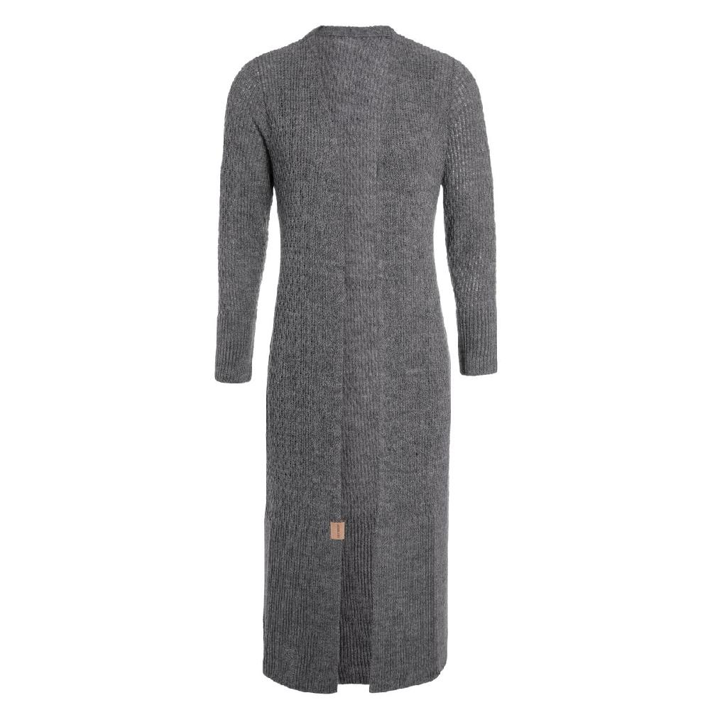 Knit Factory Gina Lang Gebreid Vest Antraciet - 36/38 - Met Steekzakken