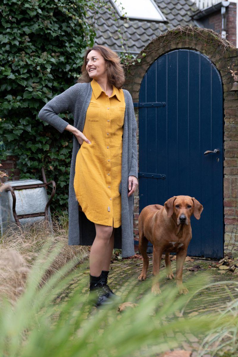 Knit Factory Gina Lang Gebreid Vest Antraciet - 36/38 - Met Steekzakken